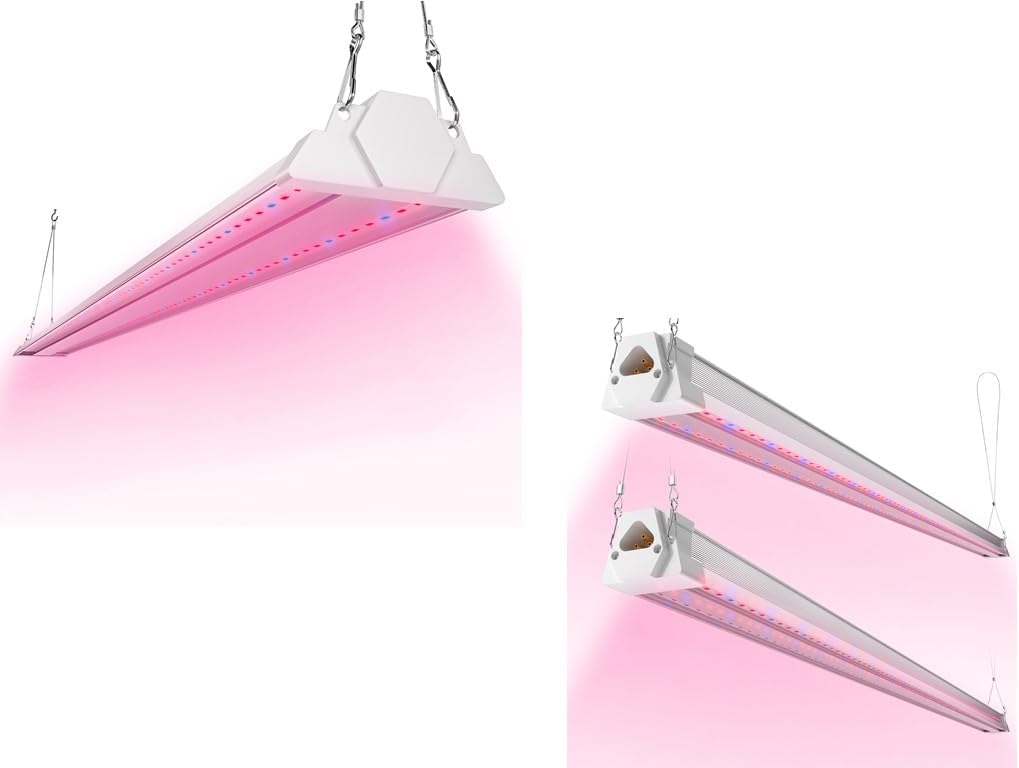 FREELICHT 3 Pack 4FT LED Grow Light, Red Blue Full Spectrum Grow Light for Indoor Plants, 60W+40W(2 Pack) Linkable Plug in Plant Growing Lamps for Hydroponic Seeding Veg Flower