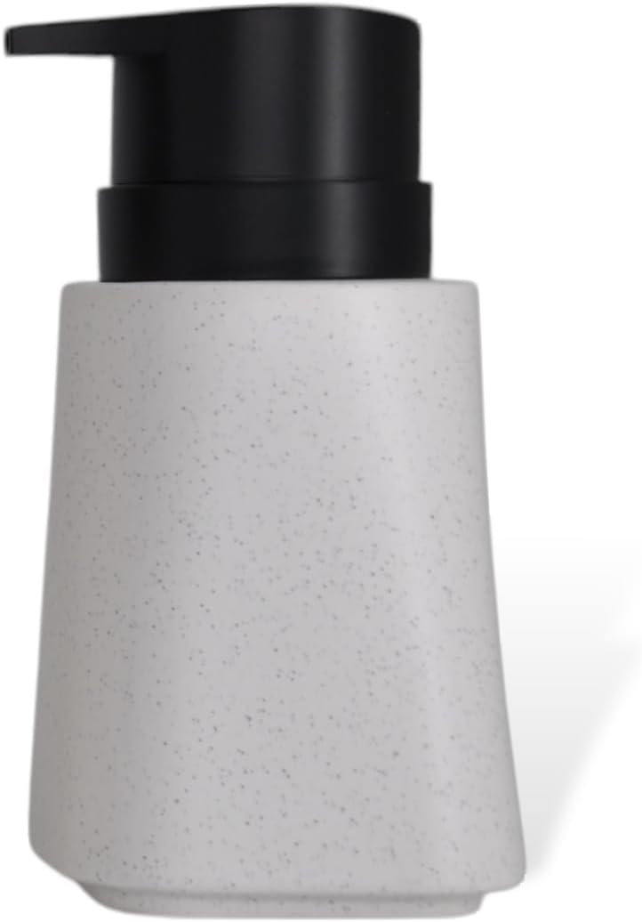 New Max Premium Serisi 300 ML Sıvı Sabunluk Pompalı Mermer Desenli Seramik Sıvı Sabunluk Dispencer Beyaz