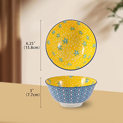 Ciotola Colazione Cereali Ceramica - Set di 6 Scodelle Zuppa Cucina Colorate 700 ml - Porcellana per Insalata | Poke | Ramen | Minestra | Macedonia | Riso | Porridge | Brodo - 15,7 cm - immagine 6