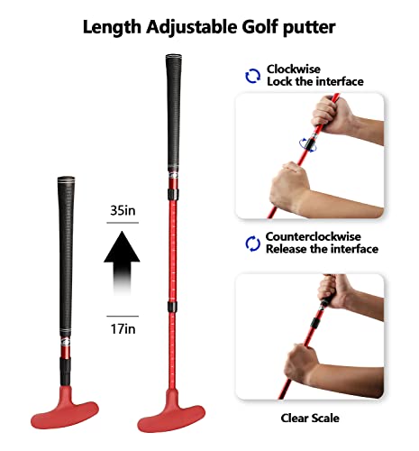 Asyxstar Mini Golf Putter - Golf Putters For Men Right Handed Golfers Or Left Handed Golf Putter For Kids And Womens Mini Golf Clubs Set - Two-Way Adjustable Length Putters With 5 Golf Practice Ball #TOP1