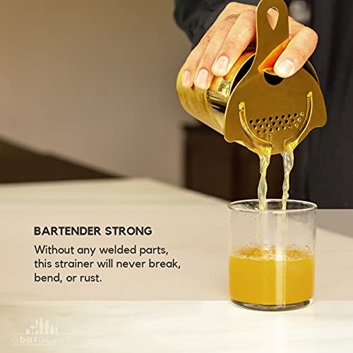 A Bar Above Gold Hawthorne Strainer Cocktail – Stainless Steel Bar Strainer Cocktail W/High-Density Spring – Mirrored Gold Finish Drink Strainer - Cocktail Strainer For Boston Shakers & Mixing Glasses #TOP5