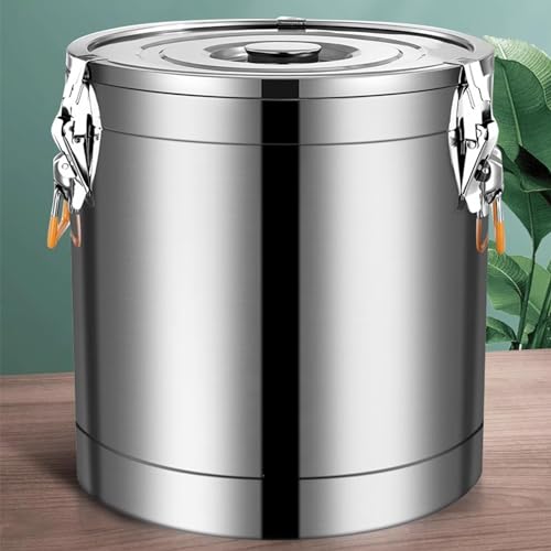 Barril Aislado de Acero Inoxidable, Barril Aislado de Acero Inoxidable 304, Cubo para almacenar Leche, dispensador de Bebidas Aislado (Plata, 40 l)