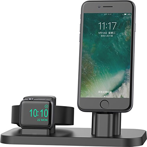 Apple Watch Stand, BEACOO Charging stand Dock Station -- Support Apple Watch NightStand Mode and iPhone 7/7 plus/SE/5s/6S/PLUS with Various Case (Black)