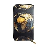 LOKLNEYK Cartera RFID con estampado de globo abstracto para mujer, cremallera autolubricante y 12 ranuras para tarjetas, organizador de gran capacidad con bolsillo para teléfono