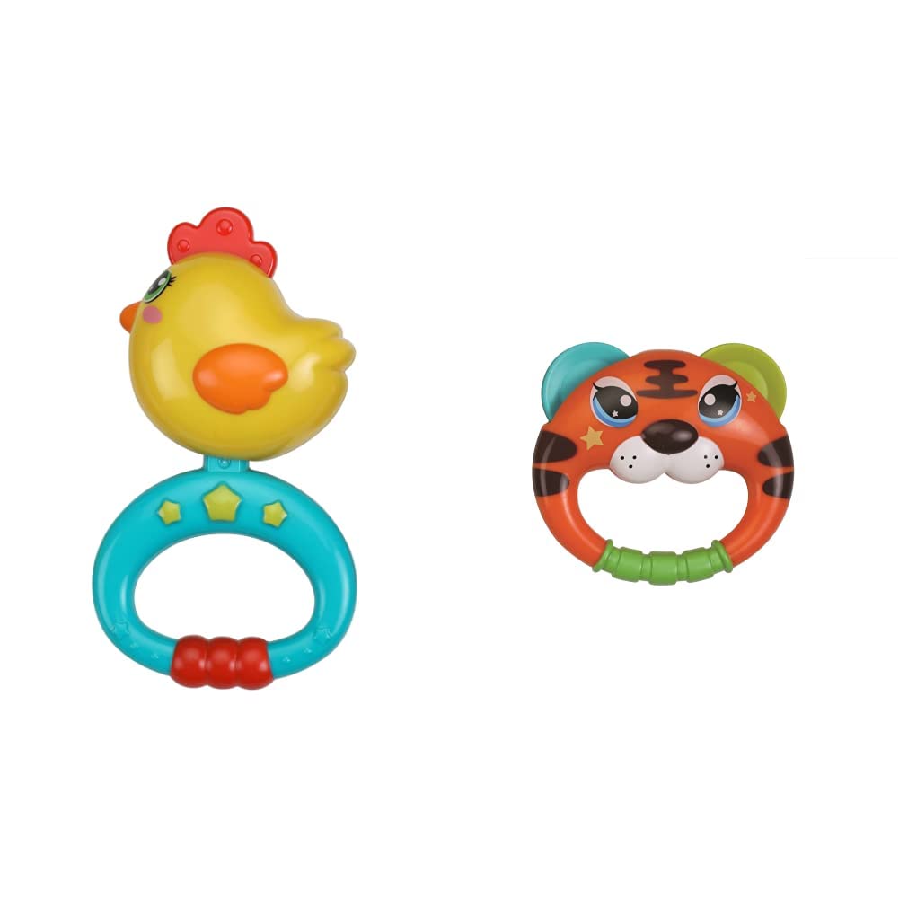 Luvlap Tiger Rattle for Baby, Multicolor and 18563 Hen Rattle for Baby, Multicolor
