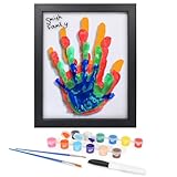Americanflat Family Handprint Kit with Polished Plexiglass - 8x10 Frame with Five Panels for DIY Prints - Includes Washable Paint, Brushes and Marker - Keepsake Frame for Wall Display - Black