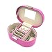 Vlando Small Faux Leather Mirror Travel Jewelry Box Organizer Display Storage Case for Rings Earrings Necklace (Roseo)