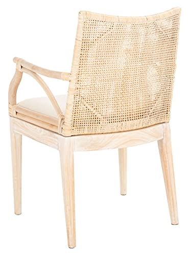 SAFAVIEH Home Collection - Gianni Natural & White Wash Solid Wood Rattan Arm Chair, Tropical Coastal Accent Seating for Living Room or Dining Space (SEA4011B) - Image 7