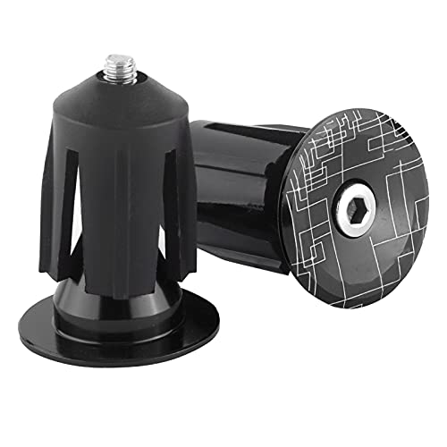 Phefop 2pcs Bike Handlebar End Plugs Aluminum Alloy Expanding Locking Caps for Road Bike, High Abrasion Bar End Caps for Enhanced Cycling Experience (Black)