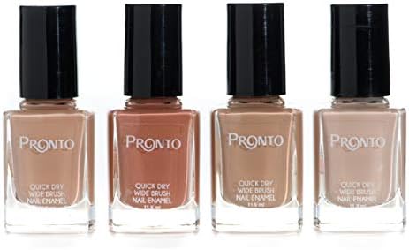 Pronto Collection – 4 Pieces Set: Long Lasting, Quick Dry, Mirror Shine Nail Polish – Hardener, Bright and Shiny Finish – (11.5 ml / 0.40 Fluid Ounces Each) (Beauty Neutrals)