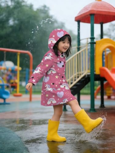Image of SANGTREE Girl's Waterproof Trench Coat Hooded Lightweight Windbreaker Rain Jackets