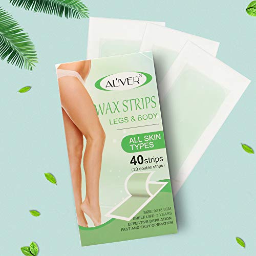 Wax Strips Hair Removal, 40 Strips Wax For Legs, Arms, Underarm And Bikini Areas, Natural Plant Wax Strips For Women And Men-All Skin Types #TOP6