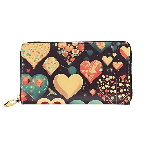 Portefeuille de voyage long Heart Crush Flower noir pour vos déplacements