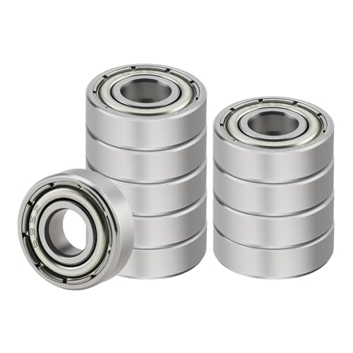 CLAHJQX 10 Pcs 695ZZ Ball Bearings - 5mm x 13mm x 4 mm, Low Noise Double Shielded Carbon Steel Deep Groove Bearings Set for for Micro Motors & Industrial Equipment