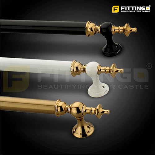 Image of Vintage Royal Main Door Handle | 8 Inch Premium Pull Push Handle for Home, Office, Hotels & Villas | Stainless Steel Black & Gold Antique Finish |Hole to Hole 200mm | 3 Years Warranty