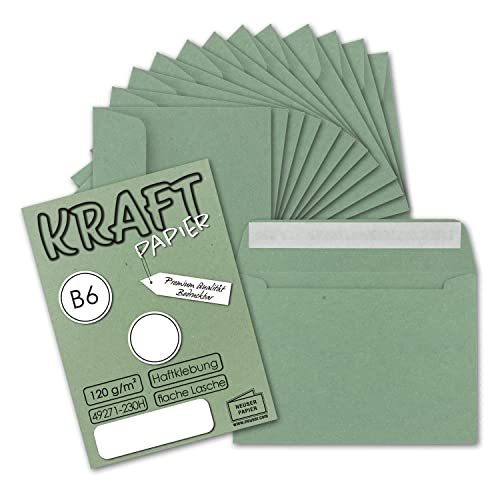 Enveloppes kraft recyclé B6 vert foncé pour faire-part et vœux nature