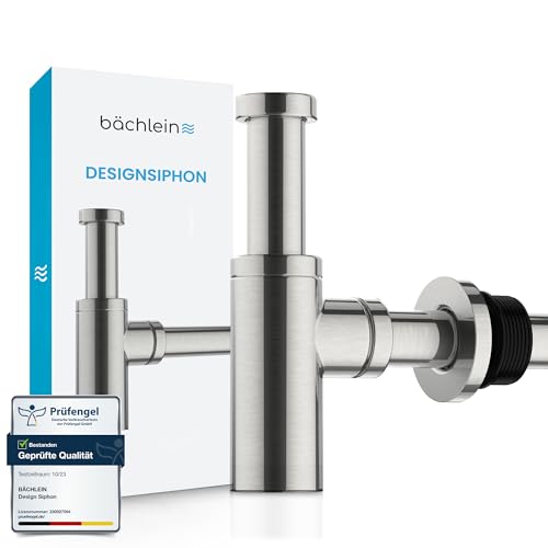 Bächlein Premium Design SiphonUniversal für Waschbecken & Waschtisch [Edelstahl gebürstet] Premium Design Siphon fürs Waschbecken