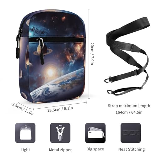 Personalized Small Crossbody Bag Water Resistant Messenger Bags Mini Outer Space Printing SlingBag For Men Women2