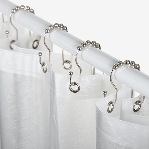 image for Goowin Shower Curtain Hooks, 12 Pcs Shower Curtain Rings, Stainless St