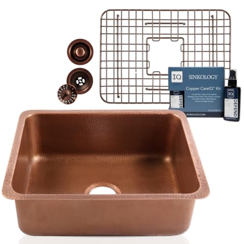 Sinkology Orwell 23 in Copper Undermount Sink Kit with Grid