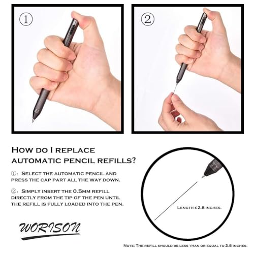 Image of worison 4in1 matte black pen, Metal Cased Multifunction Pen, 0.5mm Mechanical Pencil and Red,Blue, Black Ball pen