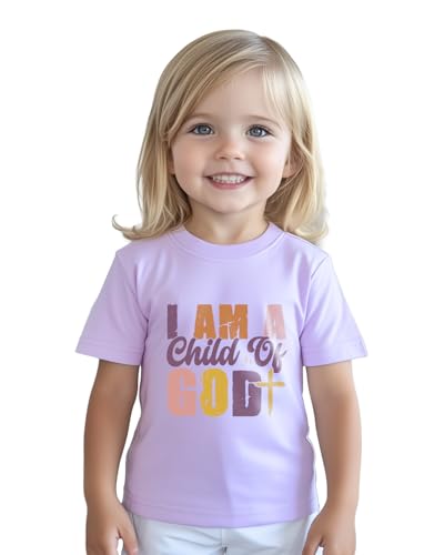 Image of Christian T-Shirts Child of God Shirt Kids Toddler Cute Girls Boys Short Sleeve Tops Graphic I'm A Child of God Tee 2-8 Years