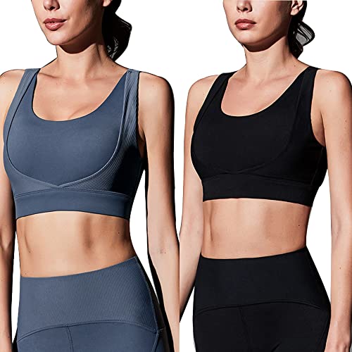 Sujetadores deportivos para entrenar sin molestias: pack de 2 WENJUN push-up talla XL