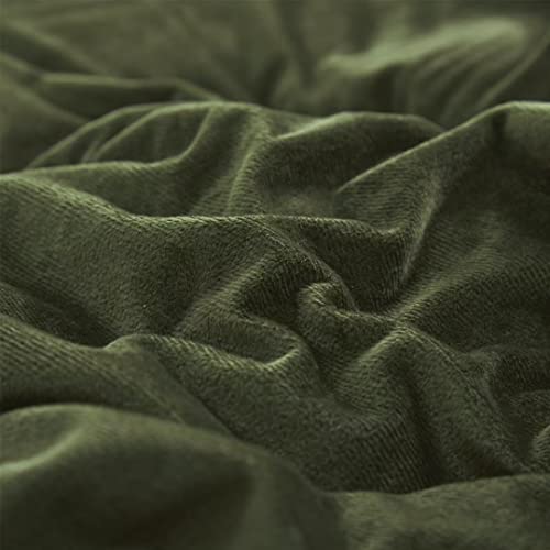 Clothknow Army Green Velvet Comforter Set Queen Green Bedding Comforter Sets Dark Green Bedding Sets Olive Green Bed Comforter Flannel Soft 3Pcs Hunter Green Comforter Queen Set #TOP4