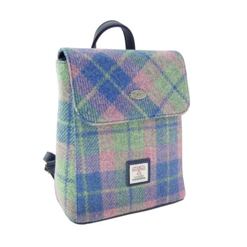 GLEN APPIN OF SCOTLAND Harris Tweed Tummel Backpack/Rucksack LB1213 (Col 135 Blue Pink Check)