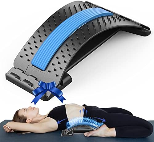 ELMERT Back Stretcher for Lower Back Pain Relief, Back Cracking Device, Multi-Level Back Cracker Board, Lumbar Support Spine Board with 3 Adjustable Settings for Bed, Chair & Car with Massager