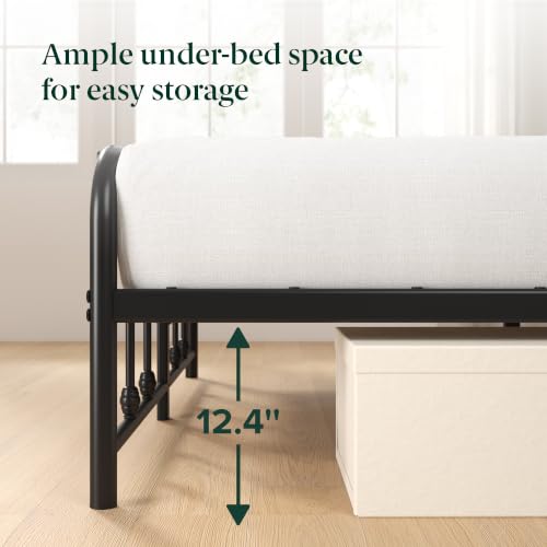Image of Zinus Leonardo Metal Platform Bed Frame, Victorian Spindle Style Headboard and Footboard, Heavy Duty Bed Base, Ample Underbed Space, Full