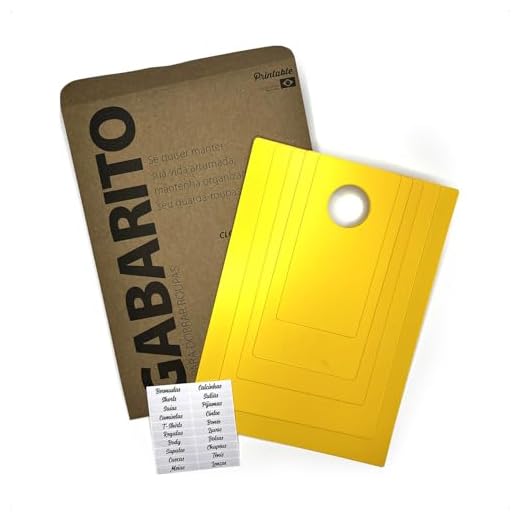 Printable - Kit de Gabaritos/Moldes para Dobrar Roupas Amarelo (5 Moldes)