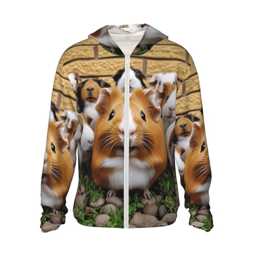 UPF 50+ Sun Protection Hoodie Long Sleeve Guinea Pigs Sun Shirt Rash Guard Fishing Shirts for Men