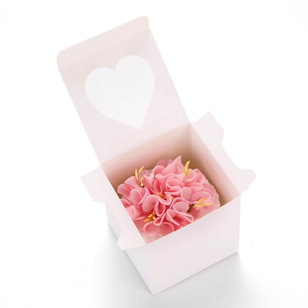 Cabilock 12Pcs Individual Cupcake Holder Box with Transparent Window Elegant Baking Dessert Container for Egg Tarts Muffins and Pastries for Events and