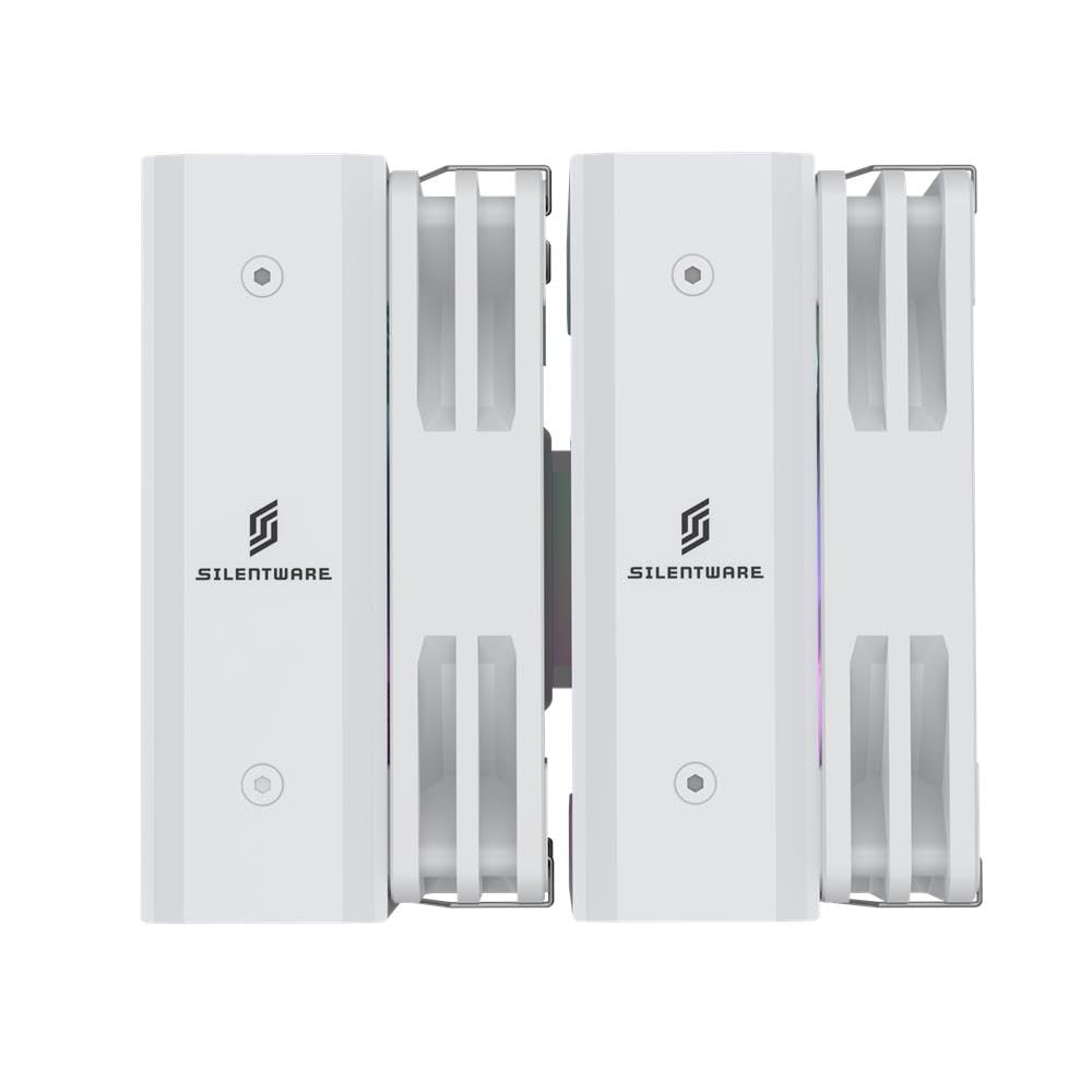 Titan RGB White Radiatore CPU, a doppia torre, 6 heatpipes in rame, 2 ventole PWM da 120 mm, illuminazione A-RGB, TDP 265 W, compatibile con Intel LGA 115X/1200/1700/1851 e AMD AM4/AM5