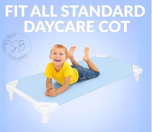 Image of 4 Pack Light Blue Cot Sheets 22 inch W X 40 inch L Daycare Sheet with 4 Corner Elastic for Child Boys Girls,Soft Microfiber Toddler Cot Bed Sheets Breathable Preschool Nap Fits Standard Pre-K Cots