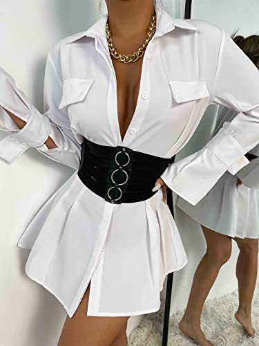 Moessa Women's 7 Inch Wide Lattice Corset Waspie Elastic Waist Belt2