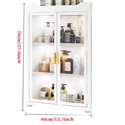 Armario esquinero montado en la pared, almacenamiento alto sobre el inodoro con estantes y puerta ajustables, organizador versátil para baño, lavandería, cocina (blanco)