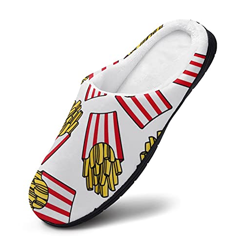 BAIKUTOUAN Cartoon French Fries Cotton Slippers Soft Winter Comfy House Shoes with Non-Slip Rubber Sole2