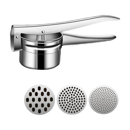 【3種の交換用プレート付き】ポテトマッシャー マッシャー 野菜みずきり器 野菜絞り器 マッシュポテト 調理器 スチール製 省力