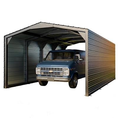WACASA 12x20 ft Heavy Duty Metal Carport with 2-Sided Enclosure