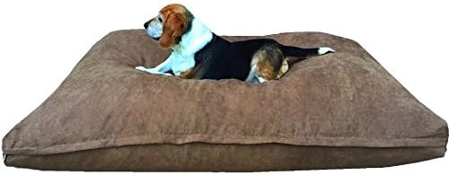 Dogbed4less Memory Foam Dog Bed for Medium Large Dogs with Orthopedic Comfort, Waterproof Liner and Brown Washable Pet Bed Cover 40X35 Pillow