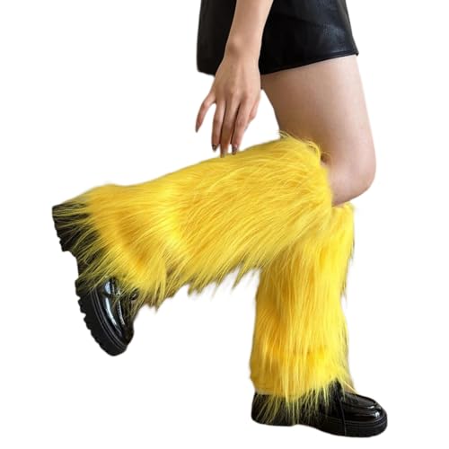 Plush Furry Leg Warmers for Women Cozy Winter Boot Toppers Cuffs Aesthetic Punk Colorful Leg Covers Gaiters