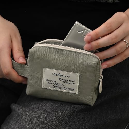 Image of Monolike Archive 247 Handy Pouch, Gray - Small Nylon Pouch, Portable Cosmetic & Toiletry Case, Tech Cable Organizer, Daily Storage Bag