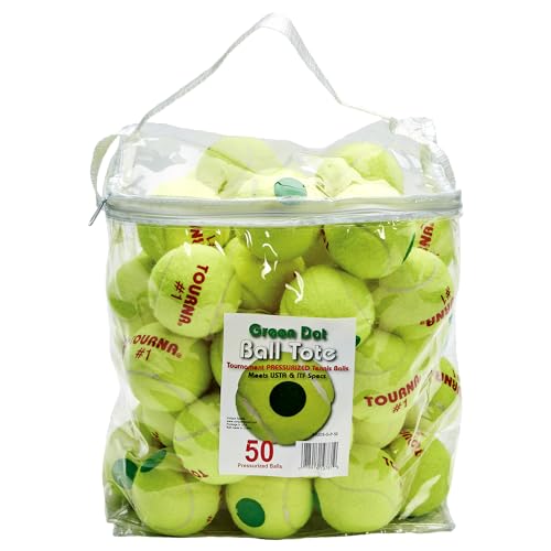Balles de tennis Green Dot avec rebond régulier Tourna 50 balles