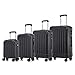 YONSLY Premium Reisekoffer, TSA-Schloss YKK-Reißverschluss Hartschalen-Koffer Trolley Kabinenkoffer Rollkoffer Suitcase Handgepäck 4 Rollen (Schwarz, S-M-L-XL-Set)