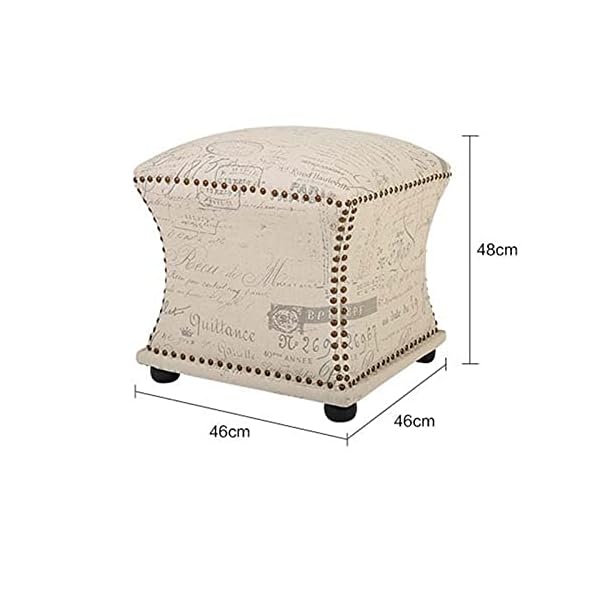 SHTFFW Children's Adult Footstool, Rest Seat with Square Solid Wood Support, Soft Stepped Footstool, Chair Stool, Living Room Balcony, Bedroom Shoe Stool, 46 * 46 * 48cm - Image 3
