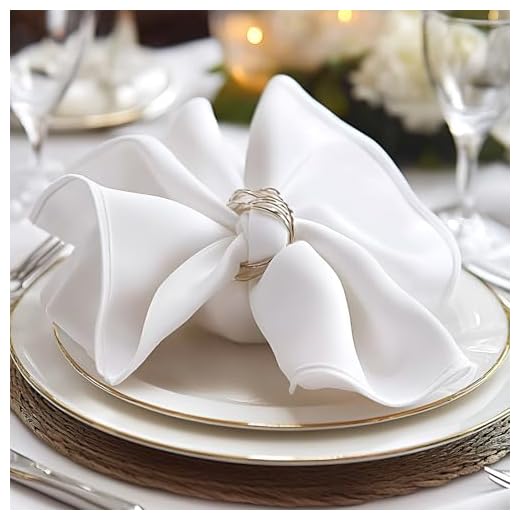 Cieltown Polyester Cloth Napkins 1-Dozen, Solid Washable Fabric Napkins Set of 12, Perfect for Weddings, Parties, Holiday Dinner (17 x 17-Inch, White)