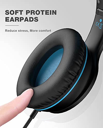 Image of Elecder i45 On-Ear Headphones with Microphone - Foldable Stereo Bass Headphones with No-Tangle 1.5M Cord, 3.5MM Jack, Portable Wired Headphones for Smartphone Computer MP3 /4 Tablet Travel - Black | Foldable Portable, 1.5M Cord Headphone Stereo Aux Jack 3.5mm Headset for Smartphones Chromebook Computer PC Airplane Travel