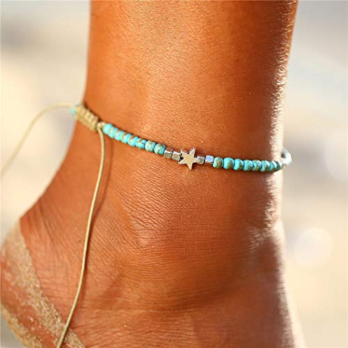 Prosy Boho Turchese Cavigliera Blu Intrecciato Con Perline Bracciali Alla Caviglia Catena Gioielli Piede Spiaggia Regolabile per Le Donne Ragazze